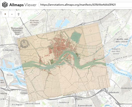 Gegeorefereerde kaart van Rotterdam op allmaps