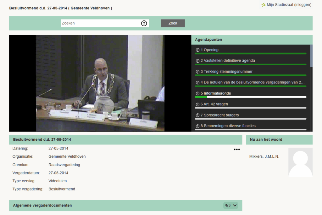 Voorbeeld videotulen op archieven.nl